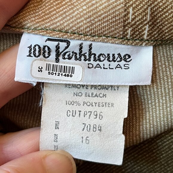 Vintage 70s Hostess Dress 100 Parkhouse Dallas Button Front Maxi Green M (est) - Picture 9 of 12